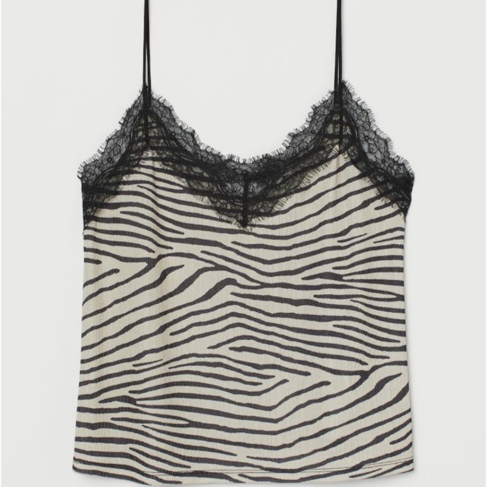 H&M Zebra Printed Lace Cami Top - XL